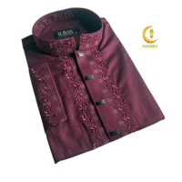 Men's Punjabi Dress, Bangladeshi Traditional Clothing, Embroidered, Size L/XL, Bright Purple