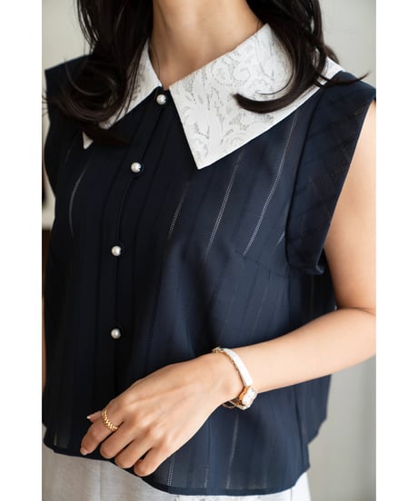 【即納】Sheer Collar Blouse