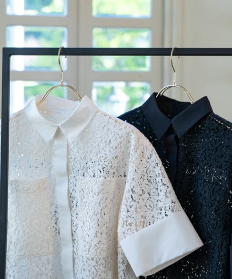 blackのみ【即納】Lace Shirt Jacket