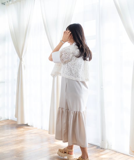 blackのみ【即納】Lace Shirt Jacket