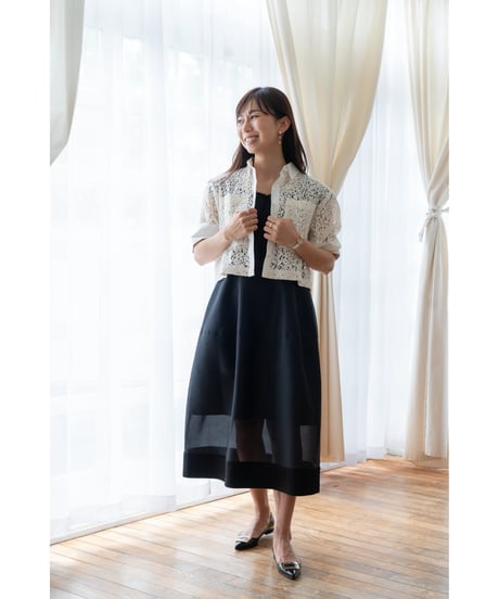 blackのみ【即納】Lace Shirt Jacket