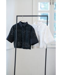 blackのみ【即納】Lace Shirt Jacket