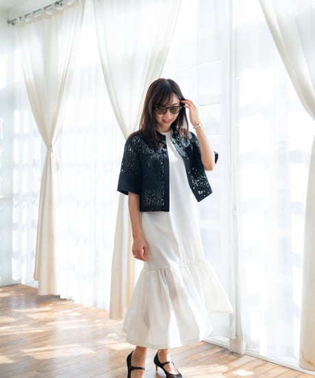 blackのみ【即納】Lace Shirt Jacket