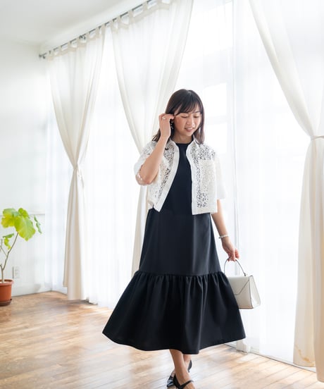 blackのみ【即納】Lace Shirt Jacket