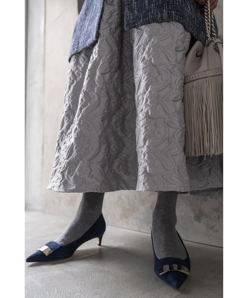SUGAR Jacquard Skirt/gray (short) - フレアスカート
