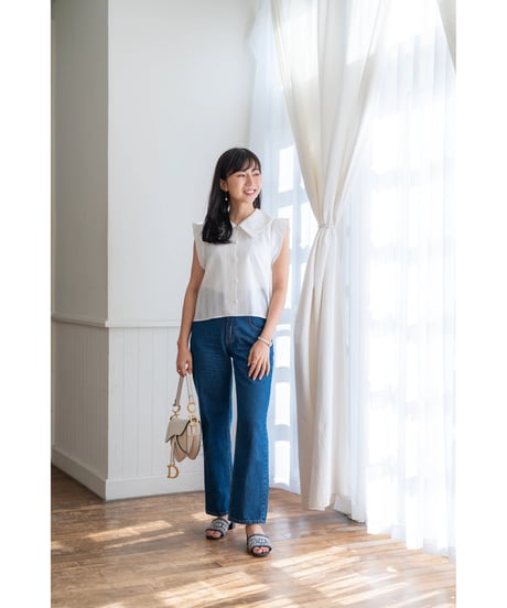 【即納】Sheer Collar Blouse