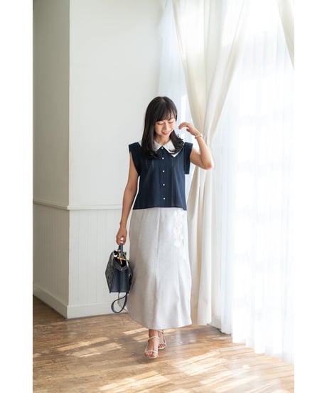 【即納】Sheer Collar Blouse