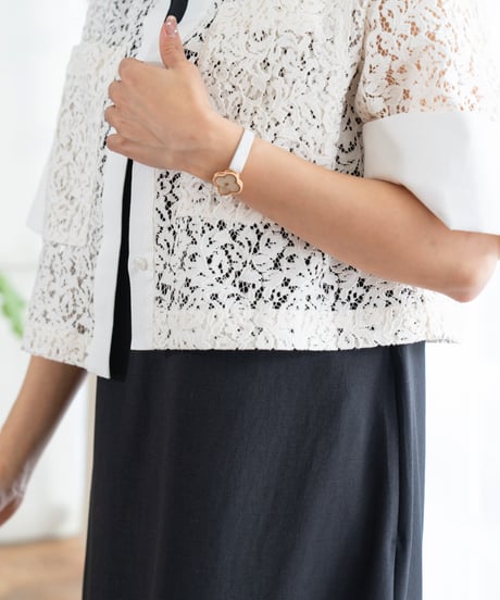 blackのみ【即納】Lace Shirt Jacket