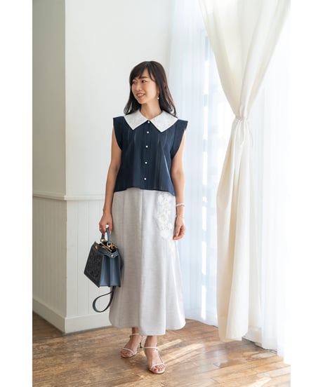 【即納】Sheer Collar Blouse