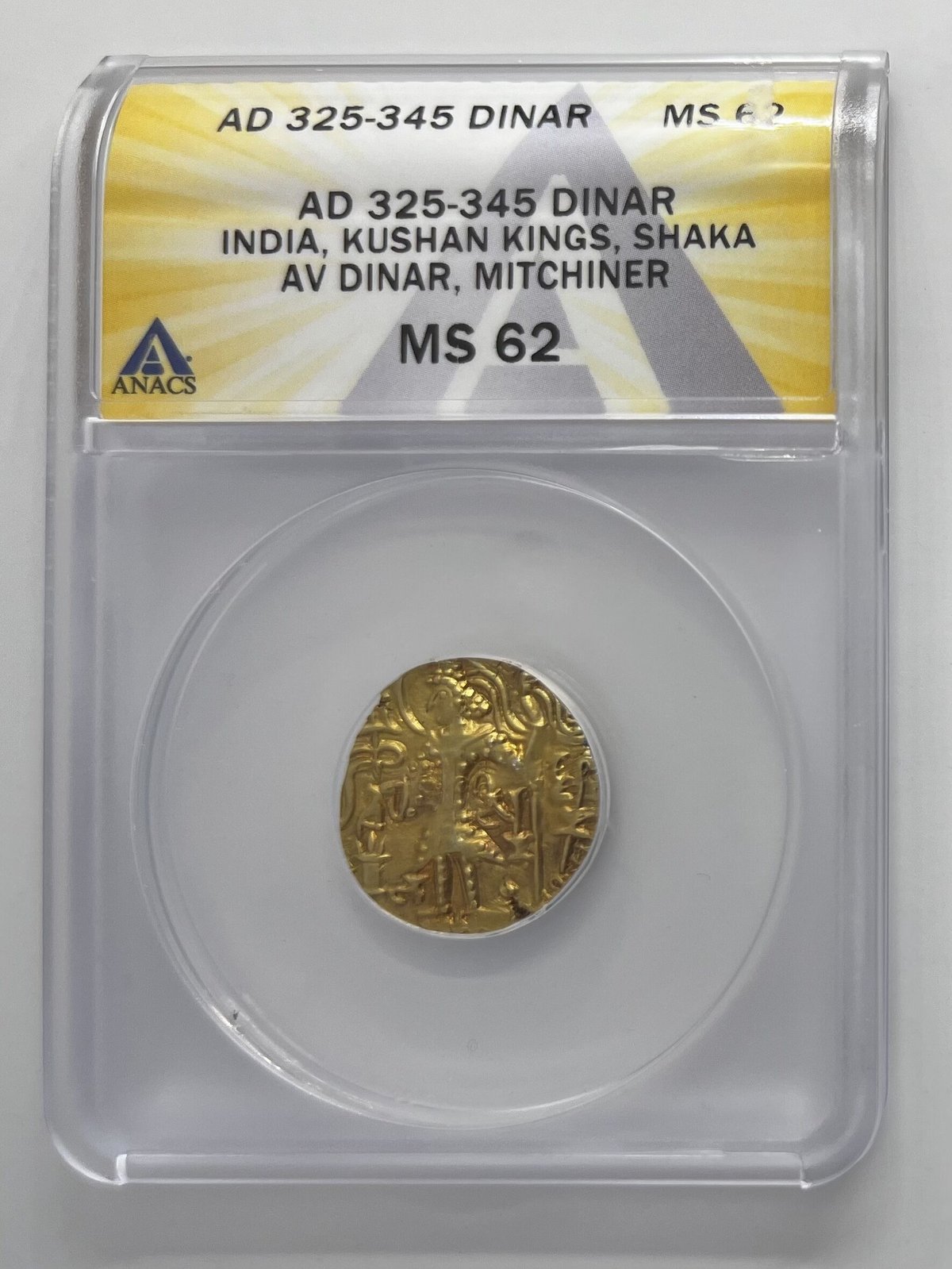 インド クシャン帝国 シャカ (約 AD 305-335) AV ディナール金貨 MS62 |