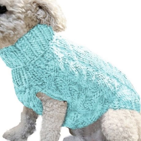 【冬】犬服 ペット かわいい モコモコ セーター 【ブルー】