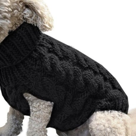 【冬】犬服 ペット かわいい モコモコ セーター 【ブラック】