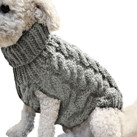 【冬】犬服 ペット かわいい モコモコ セーター 【グレー】