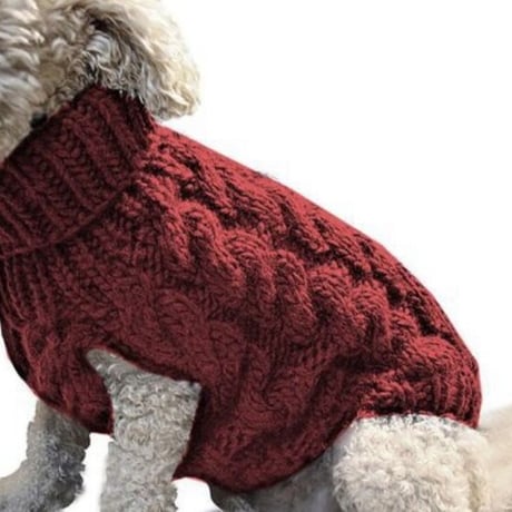 【冬】犬服 ペット かわいい モコモコ セーター 【レッド】