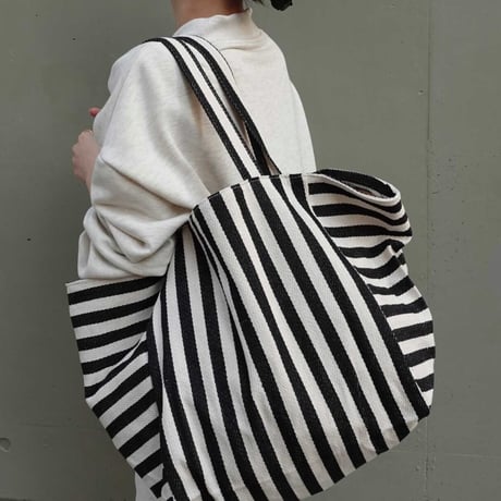 大容量⭐️ストライプトートバッグ
