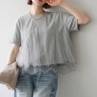 グレー入荷⭐️チュールフレアレイヤード T シャツ