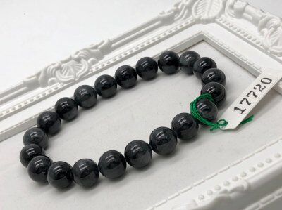 鑑別書付 黒翡翠 10mm パワーストーン ブレスレット | 鑑別書付 