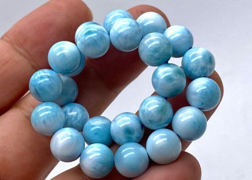 ラリマー 高品質 オールブレスレット 11.5mm前後 内径17cm