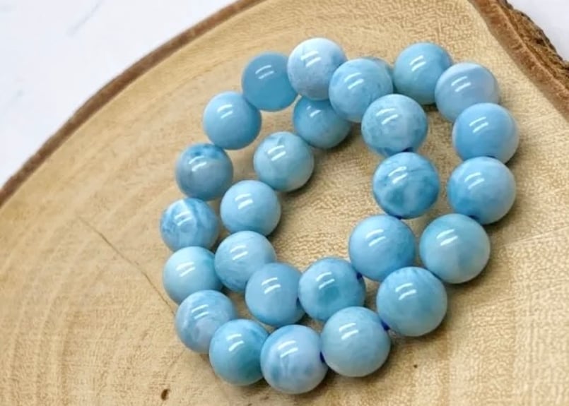 天然無処理ラリマー ブレスレット 15mm-74.7g