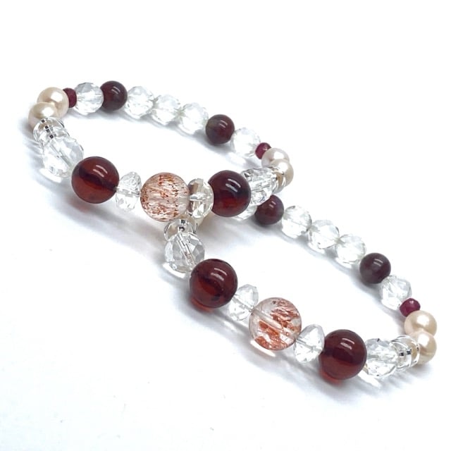 レッドスーパーセブン 鑑別済 チェリーアンバー ブレスレット