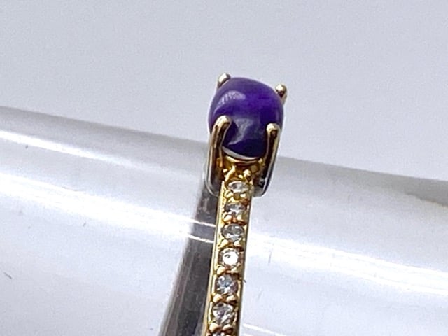 天然無処理スギライト ダイヤモンドリングk18 N o398