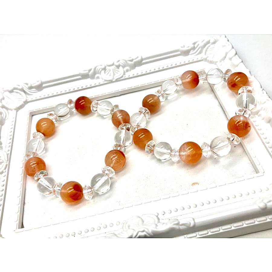 一点もの 天然石 粒 ピンクオレンジ サゲニティッククォーツ ラビット