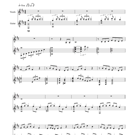 ＜悲しくてやりきれない＞ 作曲：加藤和彦 編曲：小関佳宏  歌またはメロディ楽器 のギター伴奏譜