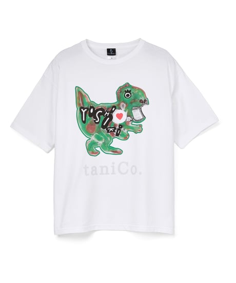 【再販売】taniCo. S/S Tee “Tyrannosaurus”（Green/White）