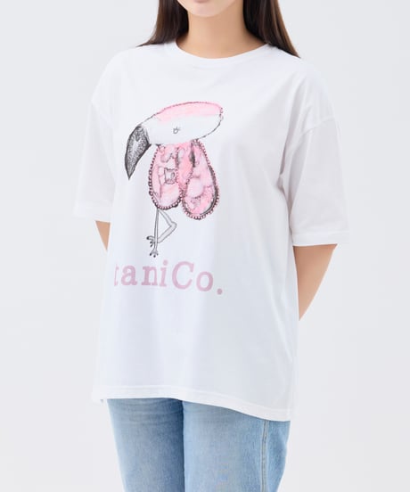 【再販売】taniCo. S/S Tee “Flamingo”（White）
