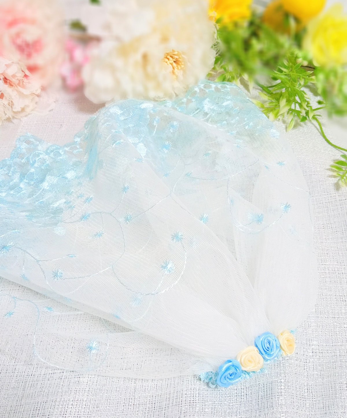 headdress veil ロングベール #V07 水色 | fururu.