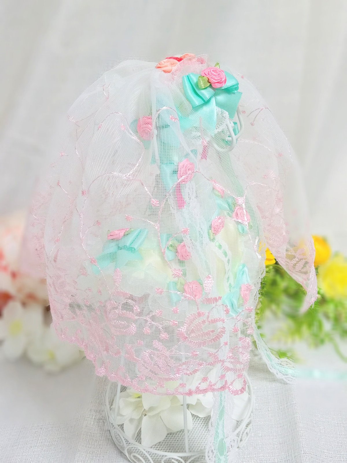 headdress veil ロングベール #V04 ピンク | fururu headdress veil ロングベール #V04 ピンク | fururu