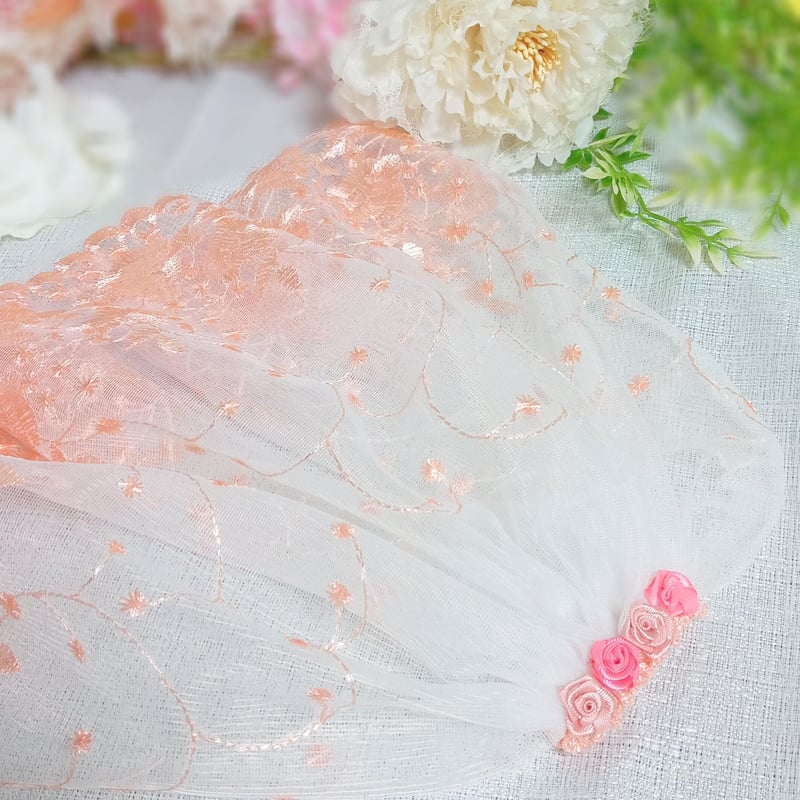 headdress veil ロングベール #V03 サーモンピンク | fu