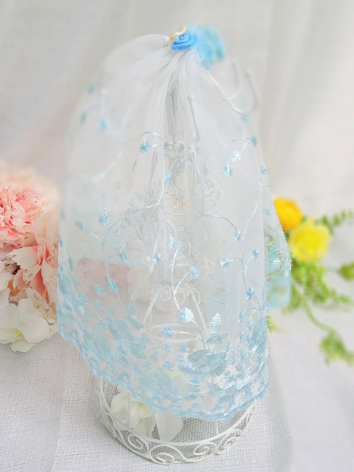headdress veil ロングベール #V07 水色 | fururu.