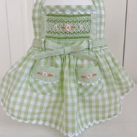 tablier dress（タブリエドレスエプロン）　ギンガムチェック　ライトグリーン