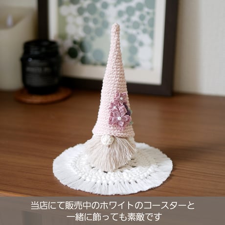 【Lサイズ】こびとの置物 春色ピンク