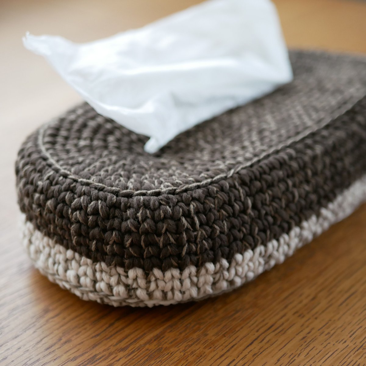 ソフトパックティッシュカバー（ダークブラウン） | 手編み雑貨の店