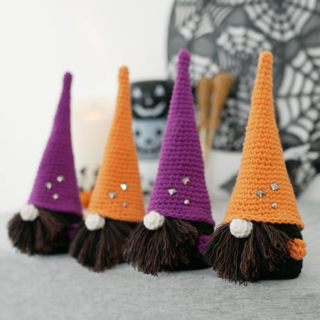 【Lサイズ】ハロウィン飾り こびとの置物 パープル