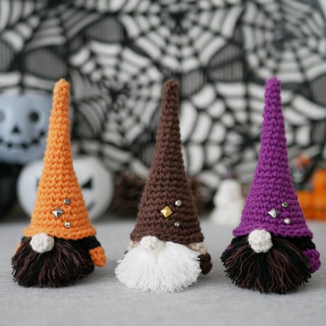 【Mサイズ】ハロウィン飾り こびとの置物 パープル