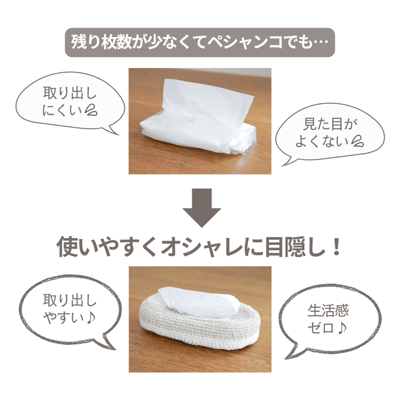ソフトパックティッシュカバー（ダークグレー） | 手編み雑貨の店