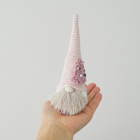 【Lサイズ】こびとの置物 春色ピンク