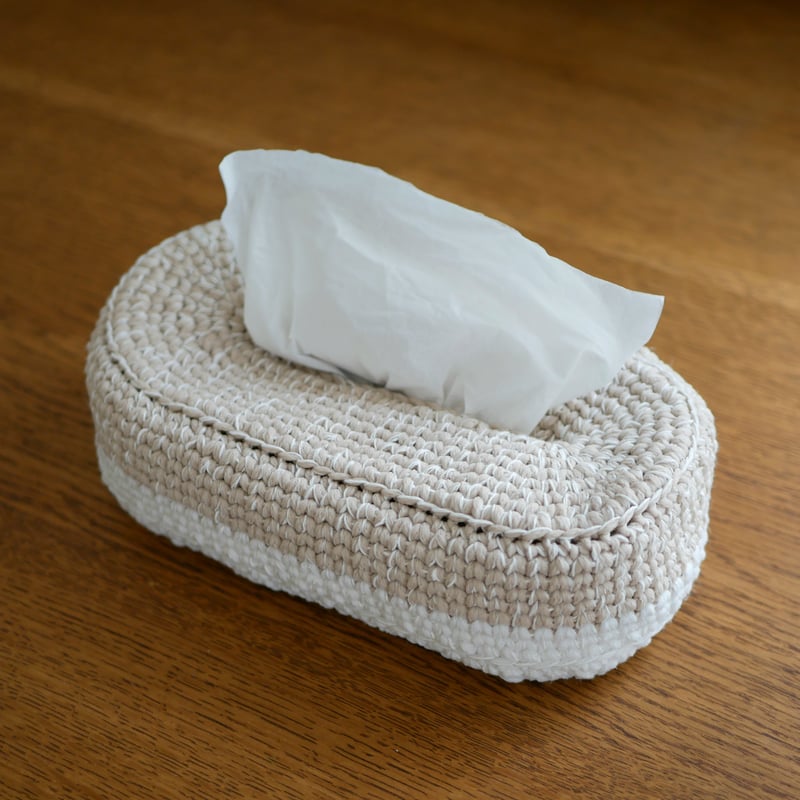 ソフトパック用ティッシュカバー*handmade* ソフトパックティッシュカバー（ベージュ） | 手編み雑貨の店