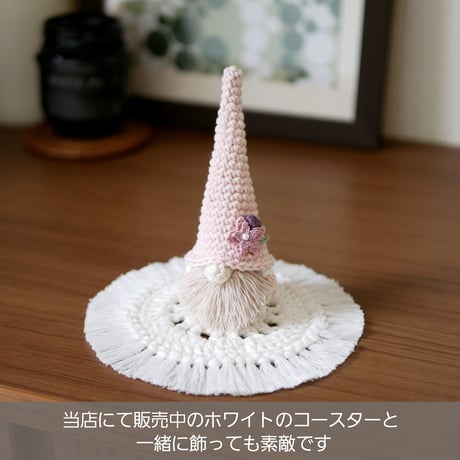 【Mサイズ】こびとの置物 春色ピンク
