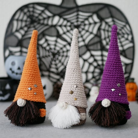 【Lサイズ】ハロウィン飾り こびとの置物 パープル