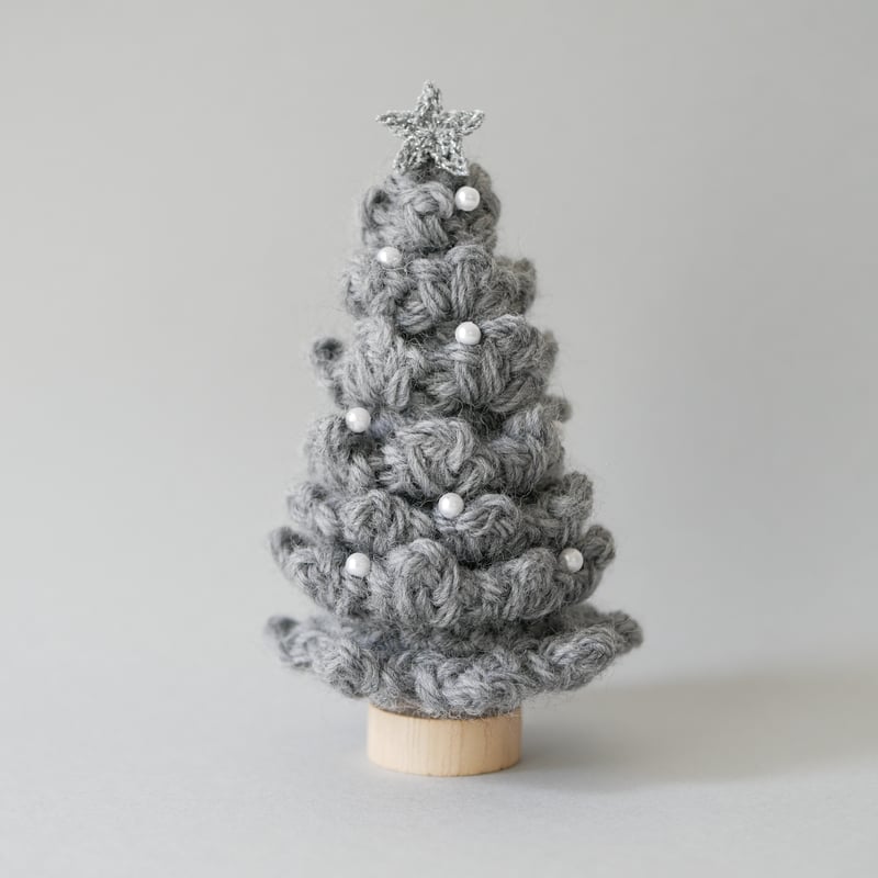 大人のインテリア✺手編みのふわふわツリー&ミニサンタ ブラック