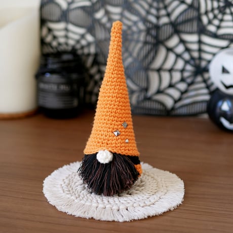 【Lサイズ】ハロウィン飾り こびとの置物 オレンジ