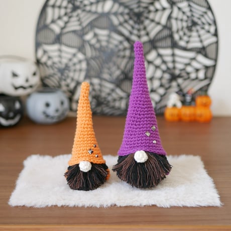【Mサイズ】ハロウィン飾り こびとの置物 オレンジ
