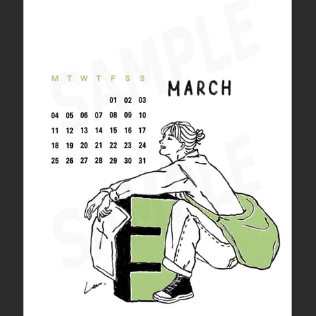 March calendar【white】スマホ壁紙