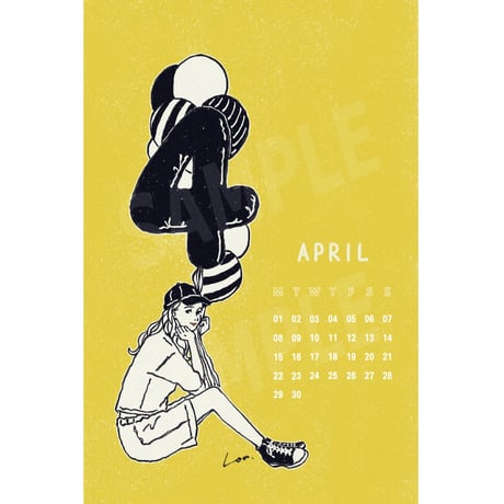 April calendar【color】スマホ壁紙
