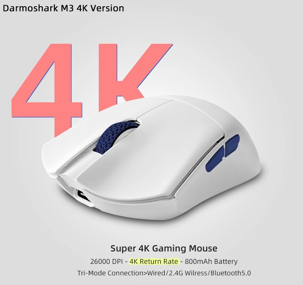 Darmoshark M3 4KHz対応モデル ワイヤレス ゲーミングマウス 軽量 65グラム PAW3395 Nordic 52840 国内正規品
