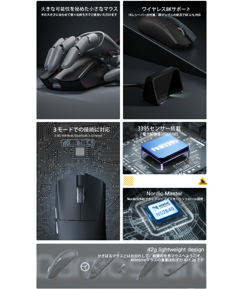 Darmoshark M3 MICRO CIGAR(シガー) 8Kドングル付属 ゲーミングマウ